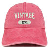 Picture of Trendy Apparel Shop Vintage 1971 Embroidered 50th Birthday Soft Crown Washed Cotton Cap - Red