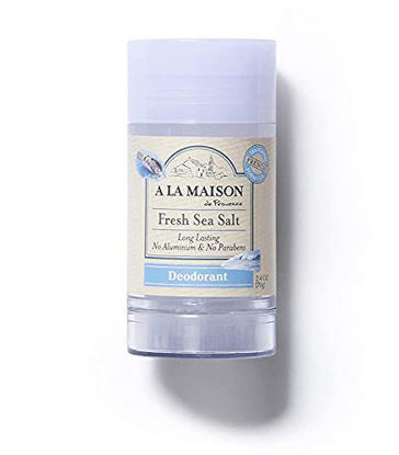 Picture of A La Maison de Provence Natural Aluminum-Free Deodorant | Fresh Sea Salt Scent | Traditional French Milled Formula | Long Lasting Safe and Effective | Free of SLS, Parabens and Sulfates (1 Pack)