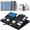 Picture of H & B Sketching Pencils Set, 40-Piece Drawing Pencils and Sketch Kit, Complete Artist Kit Includes Graphite Pencils, Pastel Pencils, Sharpener & Eraser, Professional Sketch Pencils Set for Drawing