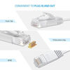 Picture of Cat6 Ethernet Cable 25 ft White Gigabit Flat Network LAN Cable with 10 pcs Cable Clips Snagless Rj45 Connectors for Computer/Modem/Router/X-Box Faster Than Cat5e/Cat5 - XINCA