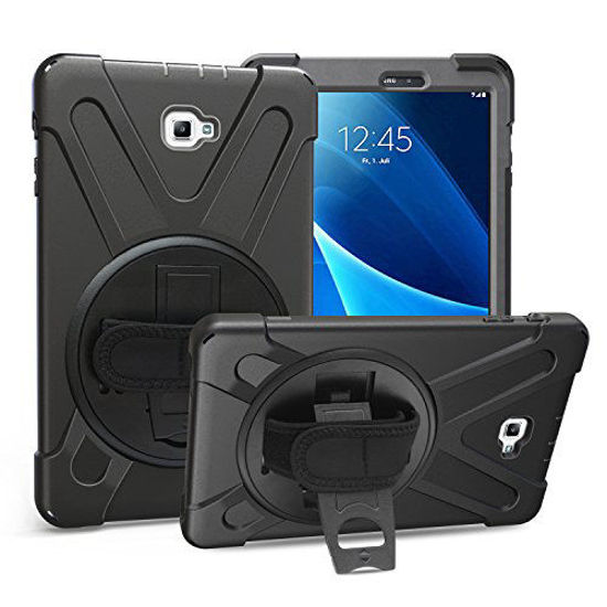 Picture of Galaxy Tab A 10.1 P580 2016 Case, KIQ Shockproof Heavy Duty Military Full-Body Protection Kickstand Screen Protector for Samsung Galaxy A 10.1 with S-Pen 2016 SM-P580 & SM-P585 (Shield Black)