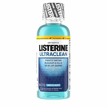 Picture of Listerine Ultraclean Oral Care Antiseptic Mouthwash to Help Fight Bad Breath Germs, Gingivitis, Plaque and Tartar, Oral Rinse for Healthy Gums & Fresh Breath, Arctic Mint Flavor, 95ml (3.2 fl oz)