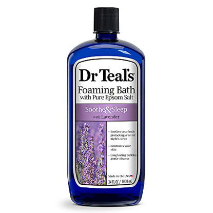 Picture of Dr Teals Foaming Bath with Pure Epsom Salt, Soothe & Sleep with Lavender, 34 fl oz, Purple