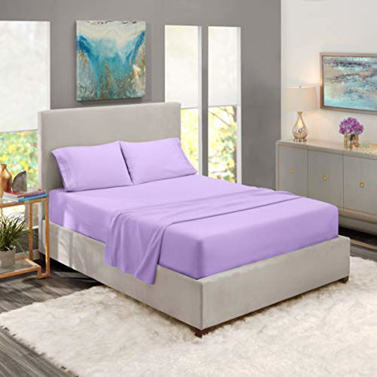 Picture of Nestl Bedding Soft Sheets Set - 4 Piece Bed Sheet Set, 3-Line Design Pillowcases - Easy Care, Wrinkle Free - Good Fit Deep Pockets Fitted Sheet - Full XL, Lavender