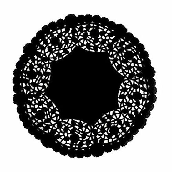 Picture of Black Paper Lace Doilies - Pack of 30 - Disposable 10 inches Table Placemats by The Baker Celebrations; Made in Canada