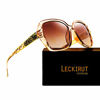 Picture of LECKIRUT Oversized Sunglasses for Women Polarized UV Protection Classic Fashion Ladies Shades Coffee Frame Coffee Lens