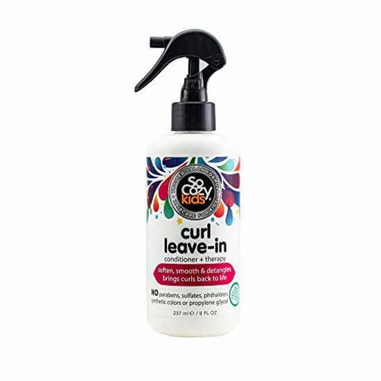 Picture of SoCozy, Curl Spray LeaveIn Conditioner For Kids Hair Detangles and Restores Curls No Parabens Sulfates Synthetic Colors or Dyes, Jojoba Oil,Olive Oil & Vitamin B5, Sweet-Pea, 8 Fl Oz