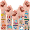 Picture of Partywind 200 PCS Ocean Theme Temporary Tattoos for Kids, Beach Pool Under The Sea Decorations Birthday Party Supplies Favors, Fake Tattoos With Mermaid Shark Tropical Fish Whale for Boys and Girls - 12 Sheets