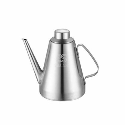 Picture of Hemoton Stainless Steel Oil Can Vinegar Pot Bottle Oil Dispenser Edible Oil Container Cruet Pot Kitchen Tools (500ML Small Size 14CM)