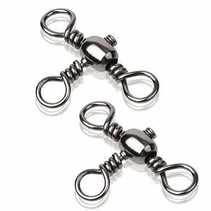 Picture of AMYSPORTS Stainless 3way Swivel Fishing crossline swivels 3 Way rigs Saltwater Freshwater Drifting trolling Fishing Tackle Connector for Spoons Minnow baits 25pcs 53lbs