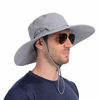 Picture of USHAKE Super Wide Brim Fishing Sun Hat Water Resistant Bucket Hat for Men or Women Light Grey