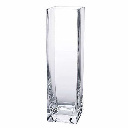 Picture of Diamond Star Tall Square Vase Home Decorative Flower Glass Vase Wedding Party Table Centerpieces (3"×3"×12")