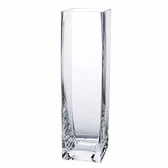 Picture of Diamond Star Tall Square Vase Home Decorative Flower Glass Vase Wedding Party Table Centerpieces (3"×3"×12")