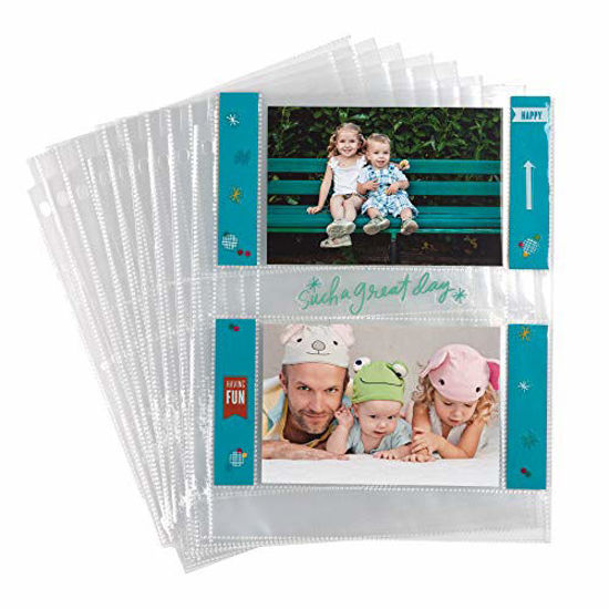 Picture of Samsill 4x6 Photo Pages for 3-Ring Binder 4x6, 25 Pack), Holds 100 Pictures, Each 2-Pocket Photo Pages Hold Four 4 x 6 Pictures, 4x6 Photo Pockets, 4x6 Photo Sheet Protector