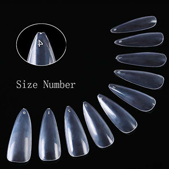 Getuscart Long Stiletto Sharp False Nails Clear Claw Full Cover