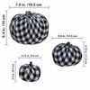 Picture of Package of 3 Assorted Burlap Pumpkins Fabric Pumpkins Buffalo Plaid Pumpkins Gingham Fabric Pumpkins Fall Thanksgiving Halloween Seasonal Holiday Farmhouse Tabletop Decoration