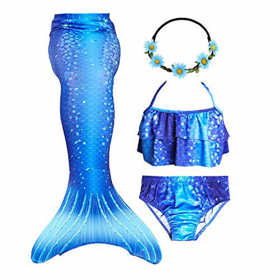 Picture of GALLDEALS Mermaid Bikini Set Swimsuit for Swimming Cosplay Costume Bathing Suit for Kids Girls (No Monofin)