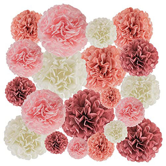 EpiqueOne 20-Piece Party Decoration Kit - Hanging Tissue Paper Pom Poms for  Weddings and Other Special Occasions - Easy to Assemble and Install 