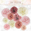 Picture of EpiqueOne 20-Piece Party Decoration Kit - Hanging Tissue Paper Pom Poms for Weddings and Other Special Occasions - Easy to Assemble and Install - Colors: Blush Pink, Dusty Rose, Mauve, Cream