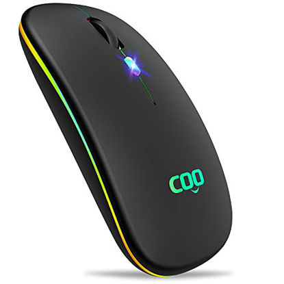 Picture of Wireless Mouse, COO LED Slim Dual Mode(Bluetooth 5.1 and 2.4G Wireless) Rechargeable Led Wireless Mouse with 3 Adjustable DPI for iPad OS 13, MacBook, Laptop, Mac OS 10.10