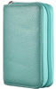 Picture of Easyoulife Genuine Leather Credit Card Holder Zipper Wallet With 26 Card Slots (Teal)