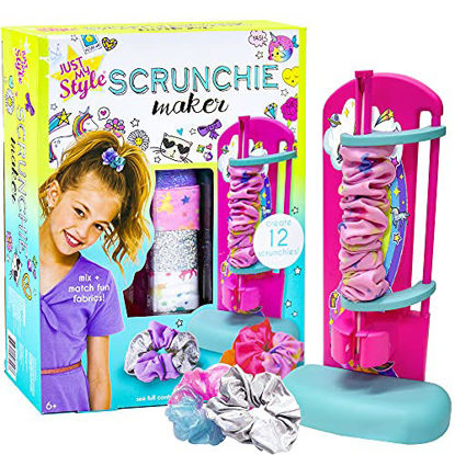 Picture of Just My Style D.I.Y. Scrunchie Maker by Horizon Group USA, Design Your Own Colorful Satin Scrunchies Hair Bands, Easy-to-Use Tool & Gemstones Included