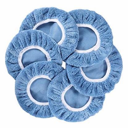 Picture of AUTDER Polisher Buffing Pad Bonnet - (7 to 8 Inches) - Buffing Pad Cover Coral Fleece - Car Polishing Bonnet for Car Polisher 6 Pcs - Blue