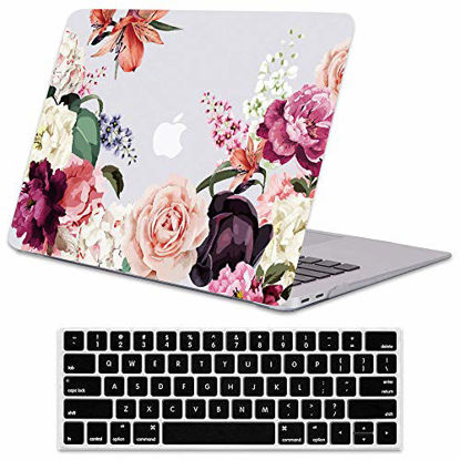 Picture of Lapac Compatible with MacBook Pro 15 Inch Case 2019 2018 2017 2016 A1990 A1707, Floral MacBook Pro 15 Flower Case, Soft Touch Matte Hard Shell Case Cover for MacBook Pro 15 Inch with Keyboard Cover