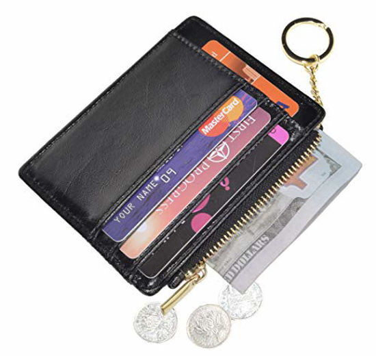 Buy MOCCNT Leather Coin Purse for Women with KeyChain Small Zipper Change  Purse coin Pouch Card Holder Wallet Clutch for Women & Men(Black) Online at  desertcartINDIA