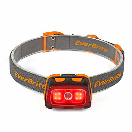 Picture of EverBrite Headlamp - 300 Lumens Headlight with Red/Green Light and Tail Light, 7 Lighting Modes, Perfect for Trail Running, Camping, Hiking and More, Adjustable Headband, 3 AAA Batteries Included