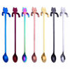 Picture of Long Handle Ice Tea Spoons, COMIART Stainless Steel Hanging Mixing Stirring Spoons, 7.8 Inch Coffee Teaspoons, Scoops for Mug, Designed with Cute Cat, Pack of 7