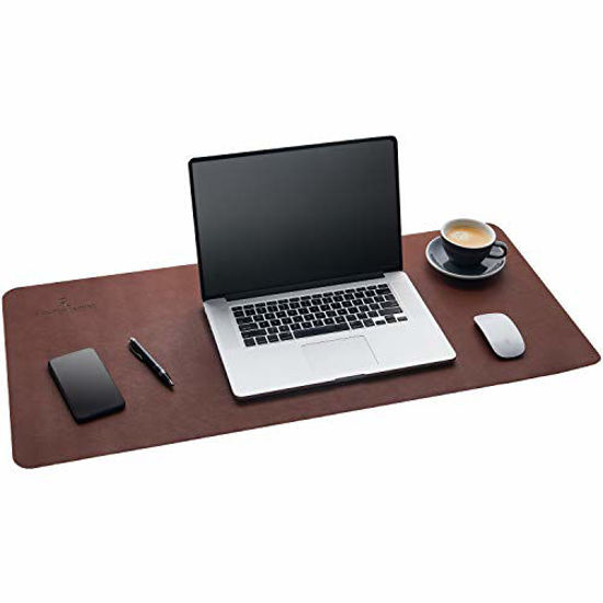 Picture of Gallaway Leather Desk Pad - 36 x 17 inch - Desk Mat Home Office Desk Accessories Desktop Protector XXL Mouse Pad Writing Desk Blotter (Dark Brown)