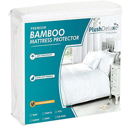 Picture of PlushDeluxe Premium Bamboo Mattress Protector - Waterproof & Ultra Soft Breathable Bed Mattress Cover for Maximum Comfort & Protection - (Twin-XL)