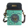 Picture of Chala Dazzled Crossbody Cell Phone Purse - Women Faux Leather Multicolor Handbag with Adjustable Strap - Turtle Turquoise