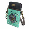 Picture of Chala Dazzled Crossbody Cell Phone Purse - Women Faux Leather Multicolor Handbag with Adjustable Strap - Turtle Turquoise