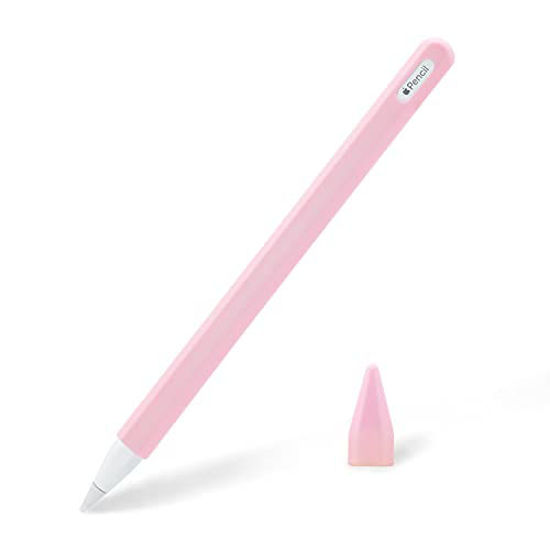 KELIFANG Silicone Case Sleeve Cover Compatible Apple Pencil 2nd Generation,  Cute Pink Protective Skin Holder Grip and Tip Cap Accessories Compatible