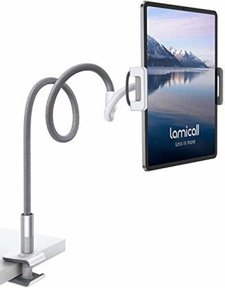 Picture of Gooseneck Tablet Holder, Lamicall Tablet Stand: Flexible Arm Clip Tablet Mount Compatible with iPad Mini Pro Air, Switch, Galaxy Tabs, More 4.7-10.5" Devices - Gray