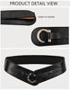 Picture of Women Leather Belt Hook Designed Buckle Wide Waist Belt Elastic Stretch Waist Band, Black, Large