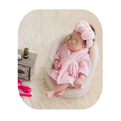 Picture of Newborn Monthly Baby Photo Props Bathrobes with Towel Sets for Boys Girls Photography (Pink)