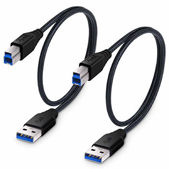 Picture of Besgoods 2-Pack 1.5ft/50cm Braided USB 3.0 Cable - A-Male to B-Male Short Cable - Black