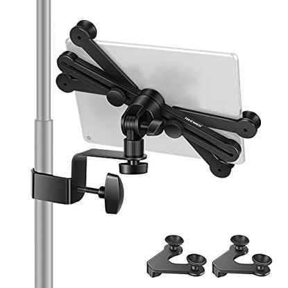 Picture of Neewer 7-14 inches Adjustable Tablet Holder Mount with 360 Degree Swivel Clamp for Connecting with Microphone Stand, Compatible with iPad, iPad Pro, iPad Air, Google Nexus Samsung Galaxy