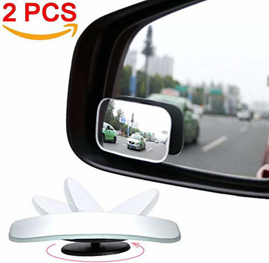 Picture of AmFor Blind Spot Mirror, HD Glass Convex Lens Frameless Adjustable Blind Spot Mirror for All Universal Vehicles Car Stick-on Design (2 PCS) (Rectangle)