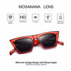 Picture of mosanana Cat Eye Sunglasses for Women Trendy Square Cateye Light Red Clear Retro Cool Vintage Fashion 90s Cute Funky Aesthetic Ladies Small Face Chunky Unique Stylish Petite Indie Sexy Beach Shine