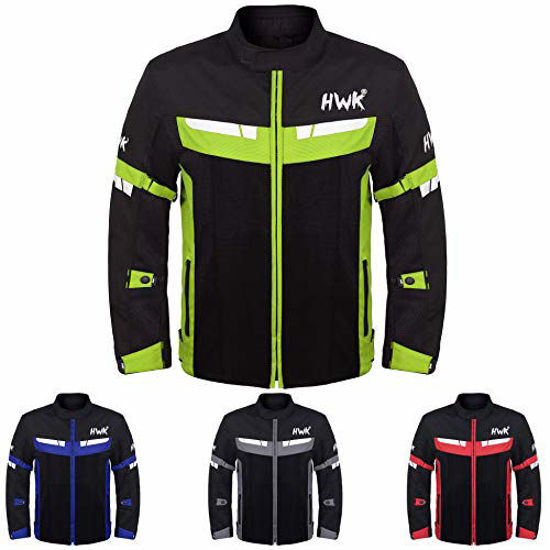 Picture of HWK Mesh Motorcycle Jacket Riding Air Motorbike Jacket Biker CE Armored Breathable (Medium, Green)