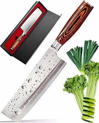 Picture of Vegetable Knife - Japanese Chef Vegetable Knife - Vegetable Cleaver - Usuba Asian Knife - Kitchen Chef Knife - High Carbon Stainless Steel Pro Japanese Cleaver Knife - Best Gift in Stylish Gift Box