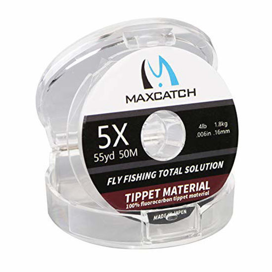 GetUSCart- M MAXIMUMCATCH Maxcatch Fluorocarbon Fly Fishing Tippet Material  Leader Line -Virtually Invisible - 55yards 0X-6X (Made in Japan) (4X)