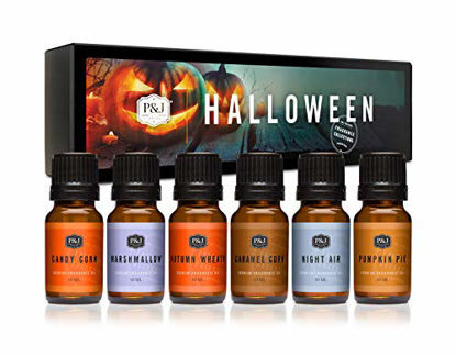 Picture of Halloween Set of 6 Premium Grade Fragrance Oils - Autumn Wreath, Pumpkin Pie, Candy Corn, Marshmallow, Night Air, Caramel Corn