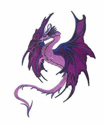 Picture of BeyondVision Custom Purple Lightning Dragon Embroidered Iron on/Sew Patch [6.5" 7.8"] [Made in USA]