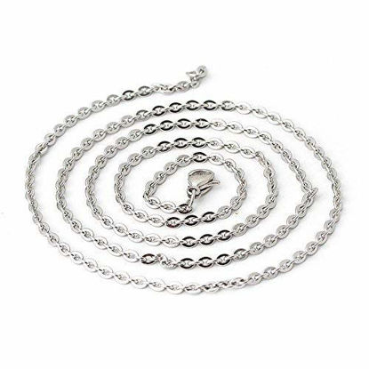 Picture of Wholesale 12 PCS Genuine Stainless Steel Fine Cable Chain Necklace Chains Bulk for Jewelry Making 18-30 Inches (18 Inch(1.5MM))