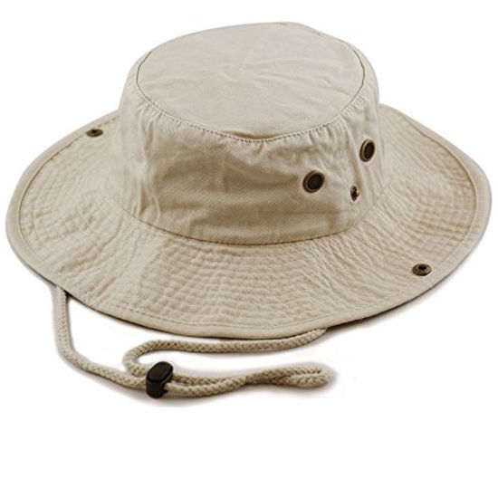 Picture of The Hat Depot 300N1510 Wide Brim Foldable Double-Sided Outdoor Boonie Bucket Hat (S/M, 2. Cotton - Khaki)